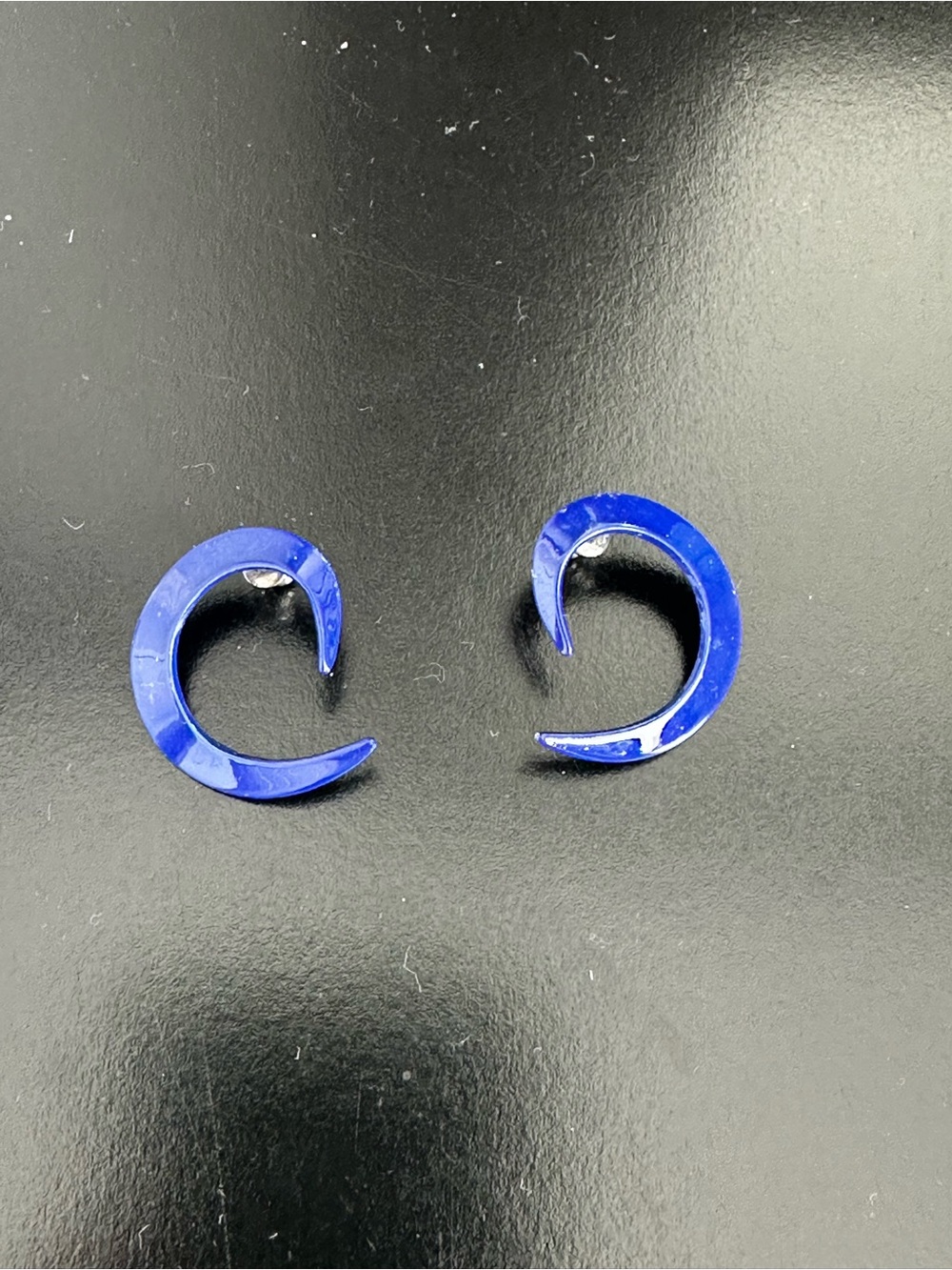Blue Crescent Hoop Earrings - Women Accessories